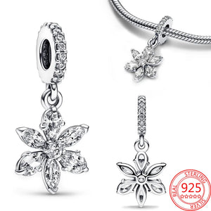 Sparkling Herbarium Cluster Dangle Charms 925 Silver