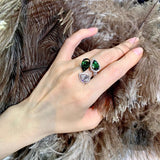 Water Drop CZ Silver Ring for Women Girls