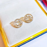 Delicate Openwork Smiley Diamond Stud Earrings 18K Silver-Plated