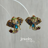 Vintage Elephant Jewelry Set Crystal Accessories Women Multilayered Necklace Ear
