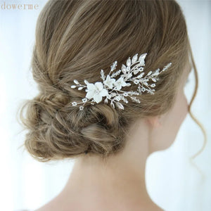 Floral Bridal Hair Comb Pearls Wedding Hair Clip Vine Accessories