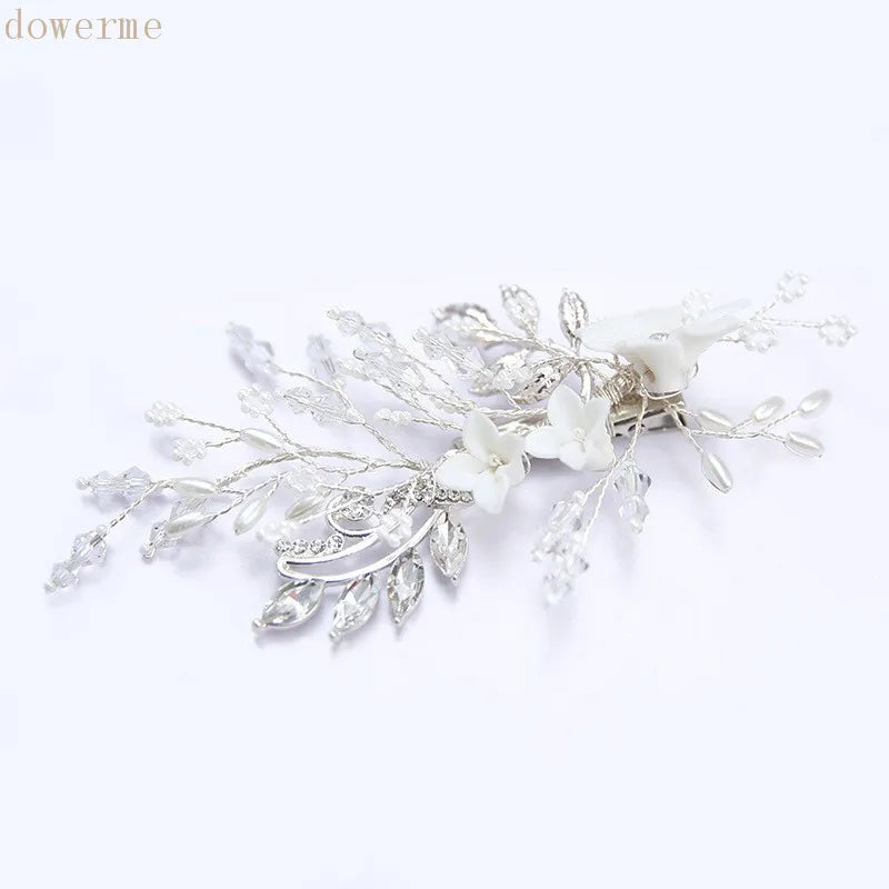 Floral Bridal Hair Comb Pearls Wedding Hair Clip Vine Accessories