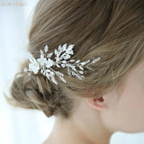 Floral Bridal Hair Comb Pearls Wedding Hair Clip Vine Accessories