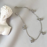 925 Silver Bell Charms Snake Chain Bracelet