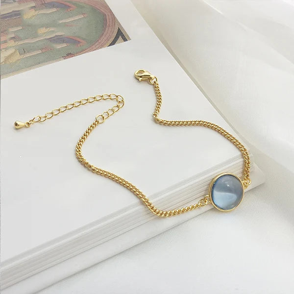 925 Sterling Silver Opal Crystal Bracelet - Japan Korea Style