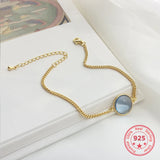 925 Sterling Silver Opal Crystal Bracelet - Japan Korea Style