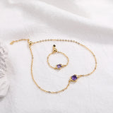 925 Sterling Silver Sweet Purple Heart Zircon Bracelet