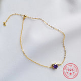 925 Sterling Silver Sweet Purple Heart Zircon Bracelet