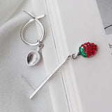 925 Sterling Silver Sweet Strawberry Stud Earrings Women Jewelry