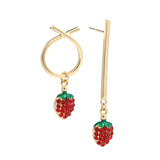 925 Sterling Silver Sweet Strawberry Stud Earrings Women Jewelry
