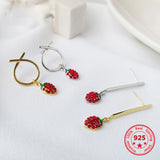 925 Sterling Silver Sweet Strawberry Stud Earrings Women Jewelry