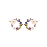 925 Sterling Silver Wreath Flower Stud Earrings Japan Korea Style