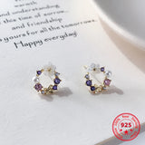 925 Sterling Silver Wreath Flower Stud Earrings Japan Korea Style