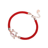925 Sterling Silver Zircon Pig Red Cords Bracelets Women Jewelry