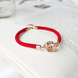 925 Sterling Silver Zircon Pig Red Cords Bracelets Women Jewelry