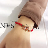 925 Sterling Silver Zircon Pig Red Cords Bracelets Women Jewelry