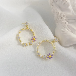 925 Sterling Silver Flower Wreath Stud Earrings for Women