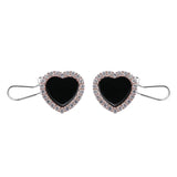 Japan Korea Style 925 Silver Zircon Earrings Sweet Red Heart Studs