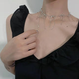 Sweet Metal Bowknot Necklaces Short Clavicle Chains Choker