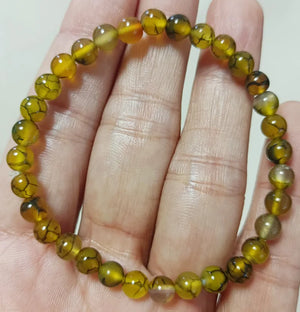 Yellow 6mm Dragon Vein Agate Bead Necklace Bracelet Set