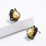 Yellow Zircon Triangle Earrings Two-tone Party Jewelry