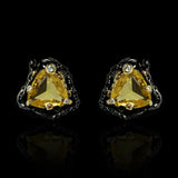 Yellow Zircon Triangle Earrings Two-tone Party Jewelry