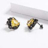 Yellow Zircon Triangle Earrings Two-tone Party Jewelry