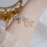 Zircon CZ Moon Star Charm Bracelets 14K Plated Crystal Bangles