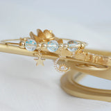 Zircon CZ Moon Star Charm Bracelets 14K Plated Crystal Bangles