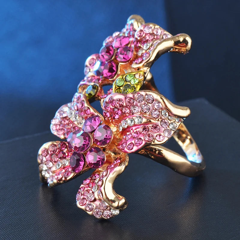 Zircon Flower Ring For Women Girls Valentine'S Gift