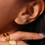 Zircon Pearl Butterfly Stud Earrings Women's Jewelry Stainless Steel