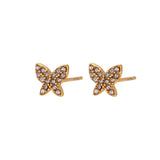 Zircon Pearl Butterfly Stud Earrings Women's Jewelry Stainless Steel