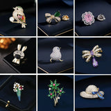 Zircon Small Bowknot Brooches Anti-exposure Pin Woman Summer Collar Pin