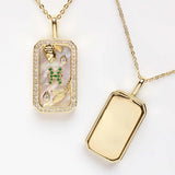 Zodiac Necklace 12 Constellation Shell Crystal Pendant Stainless Steel