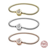 925 Sterling Silver Bracelet with Crown Clasp for Beads DIY Jewelry
