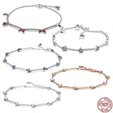 Delicate 925 Sterling Silver Chain Bracelet - Firecracker Star Design