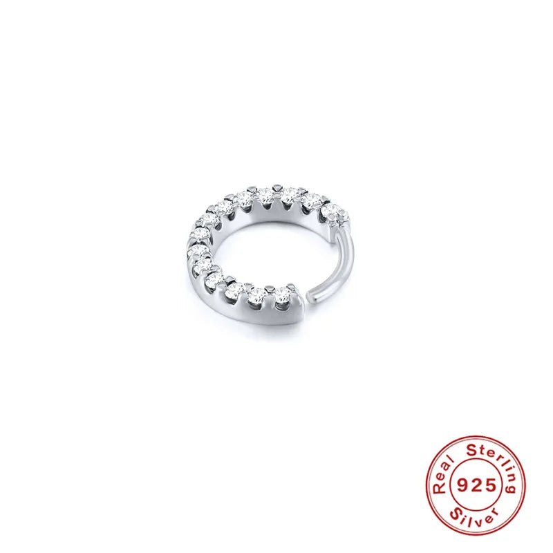 Delicate Zircon Nose Piercing 925 Sterling Silver Ear Bone Earrings