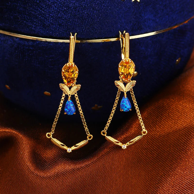 Ametrine Big Drop Dangle Earrings 925 Silver Multicolor Wedding Jewelry