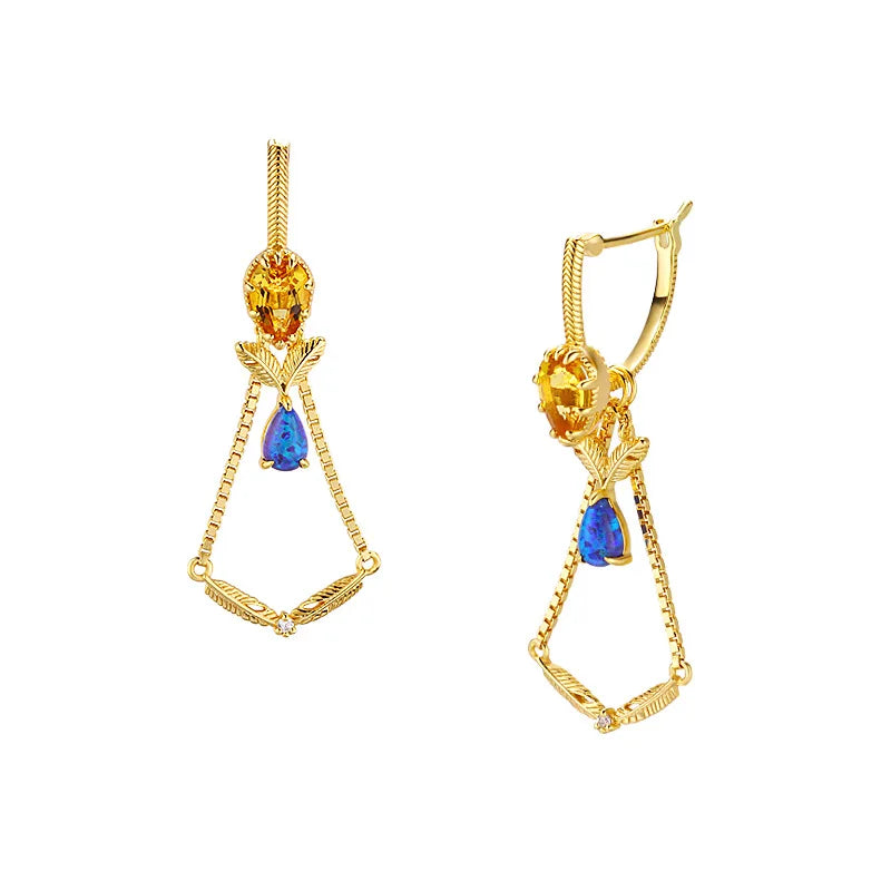 Ametrine Big Drop Dangle Earrings 925 Silver Multicolor Wedding Jewelry