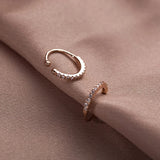 925 Sterling Silver CZ Ear Cuff Sparkly Crystal Zircon Rose Earrings