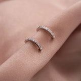 925 Sterling Silver CZ Ear Cuff Sparkly Crystal Zircon Rose Earrings
