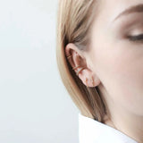 925 Sterling Silver CZ Ear Cuff Sparkly Crystal Zircon Rose Earrings