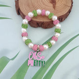 Pink Green Sisters Club Ivy Heart Charm Bracelet