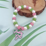 Pink Green Sisters Club Ivy Heart Charm Bracelet