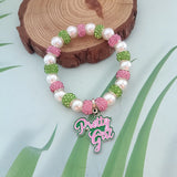 Pink Green Sisters Club Ivy Heart Charm Bracelet