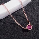 925 Silver Rose Bracelet with Red Crystal for Women