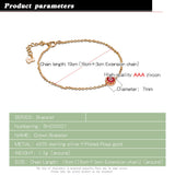 925 Silver Rose Bracelet with Red Crystal for Women