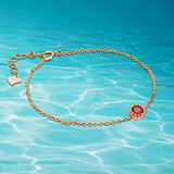 925 Silver Rose Bracelet with Red Crystal for Women