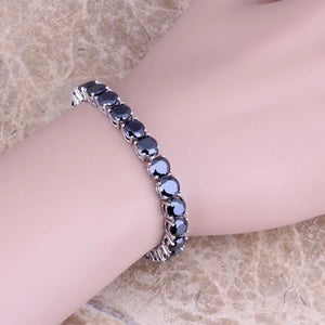 CZ Silver Plated Link Bracelet 7 inch