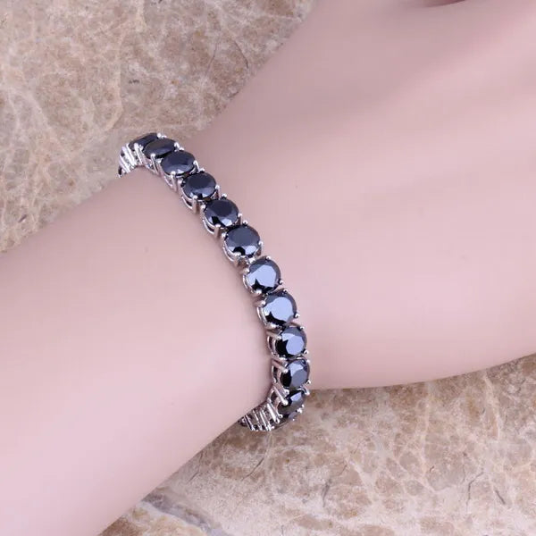 CZ Silver Plated Link Bracelet 7 inch